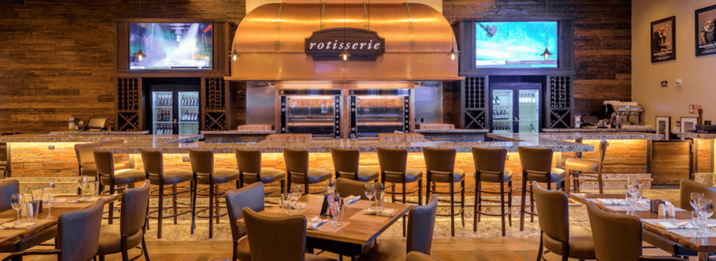 Bar or commercial space with stone countertop and modern design