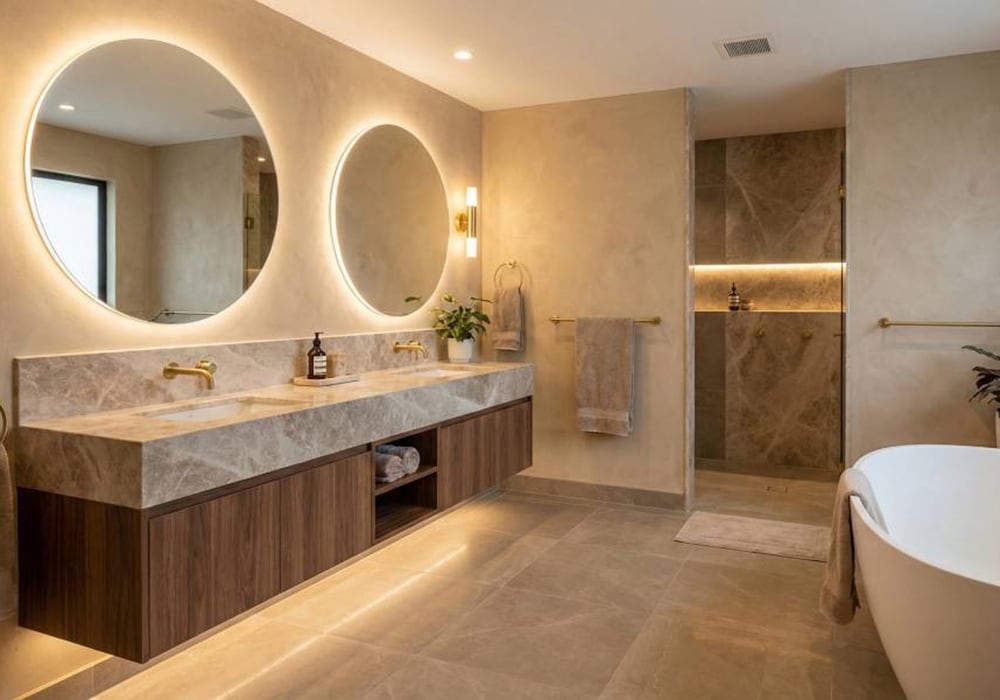 Full view of Taj Mahal Supreme polished quartzite slab with creamy hues and subtle gold veins